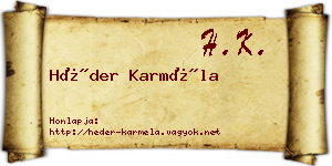 Héder Karméla névjegykártya